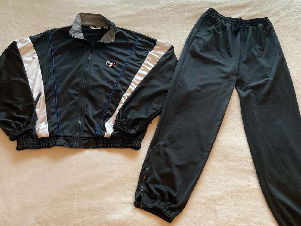 Fila Track Suit Size L Black Vintage Retro Track Jacket and Pants